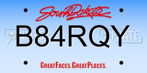 B84RQY South Dakota License Plate