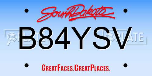 B84YSV South Dakota License Plate
