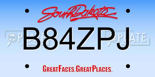 B84ZPJ South Dakota License Plate