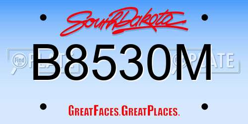 B8530M South Dakota License Plate