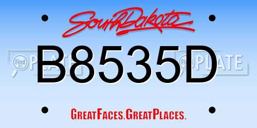 B8535D South Dakota License Plate