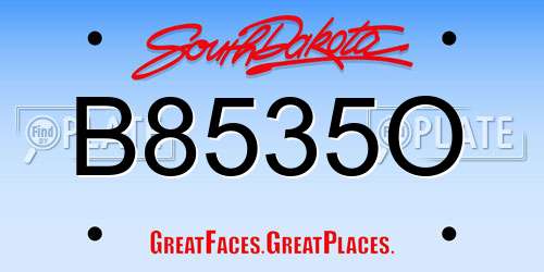 B8535O South Dakota License Plate