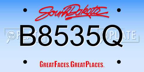B8535Q South Dakota License Plate