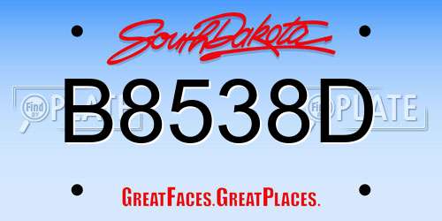 B8538D South Dakota License Plate