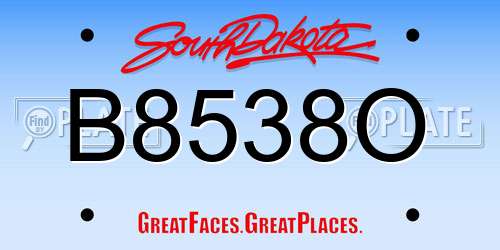 B8538O South Dakota License Plate