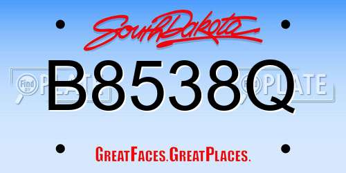 B8538Q South Dakota License Plate