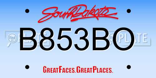 B853BO South Dakota License Plate