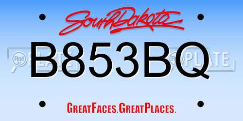 B853BQ South Dakota License Plate
