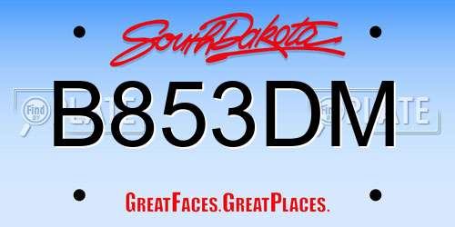 B853DM South Dakota License Plate