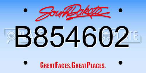 B854602 South Dakota License Plate
