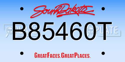 B85460T South Dakota License Plate