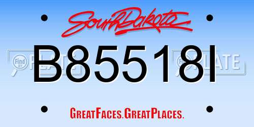 B85518I South Dakota License Plate