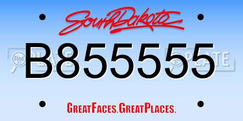 B855555 South Dakota License Plate
