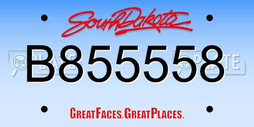 B855558 South Dakota License Plate