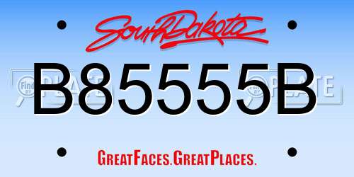 B85555B South Dakota License Plate