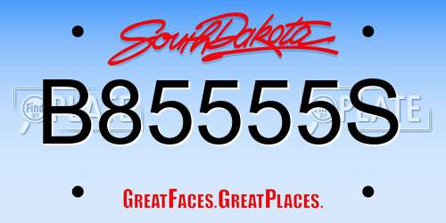 B85555S South Dakota License Plate