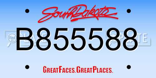 B855588 South Dakota License Plate