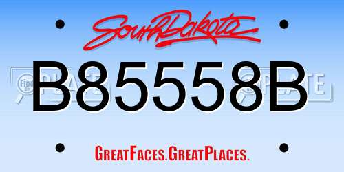B85558B South Dakota License Plate