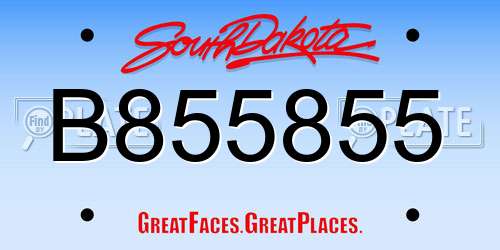 B855855 South Dakota License Plate