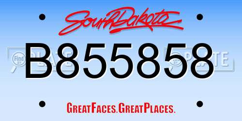 B855858 South Dakota License Plate