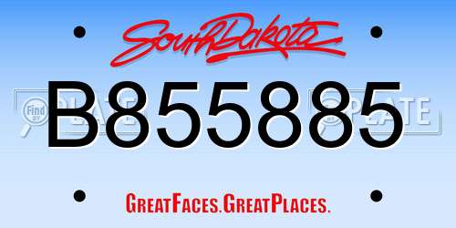 B855885 South Dakota License Plate