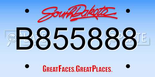 B855888 South Dakota License Plate