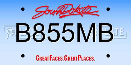 B855MB South Dakota License Plate