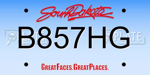B857HG South Dakota License Plate