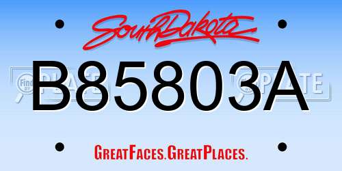 B85803A South Dakota License Plate