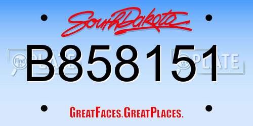B858151 South Dakota License Plate