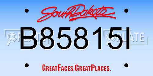 B85815I South Dakota License Plate