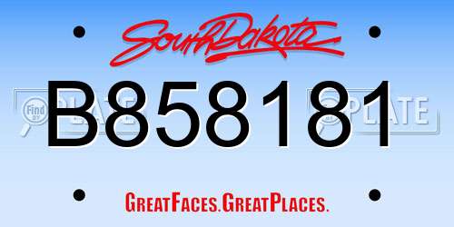 B858181 South Dakota License Plate