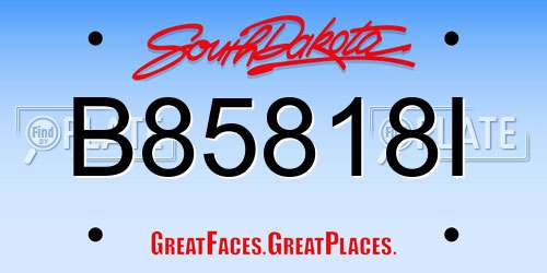 B85818I South Dakota License Plate