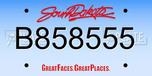 B858555 South Dakota License Plate