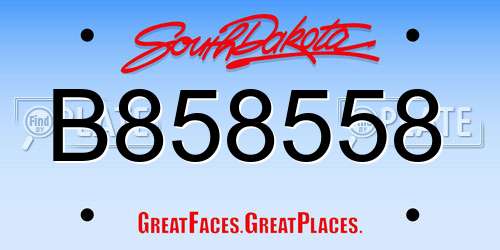 B858558 South Dakota License Plate