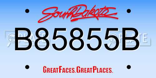 B85855B South Dakota License Plate