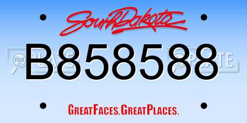 B858588 South Dakota License Plate