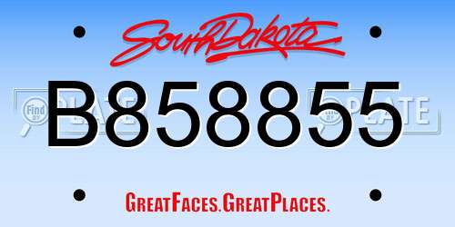 B858855 South Dakota License Plate