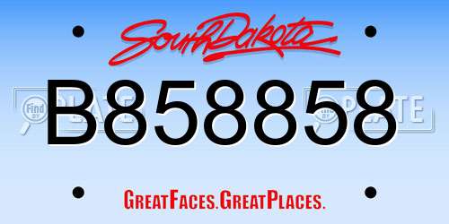 B858858 South Dakota License Plate