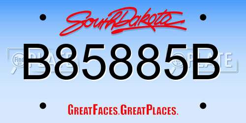 B85885B South Dakota License Plate