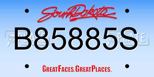 B85885S South Dakota License Plate
