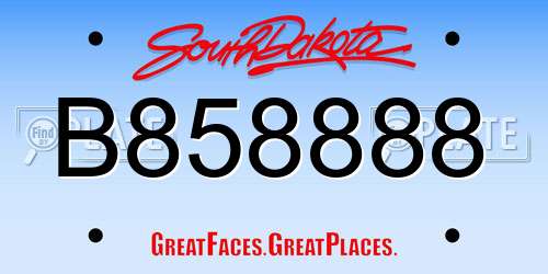 B858888 South Dakota License Plate