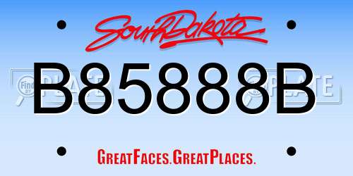 B85888B South Dakota License Plate
