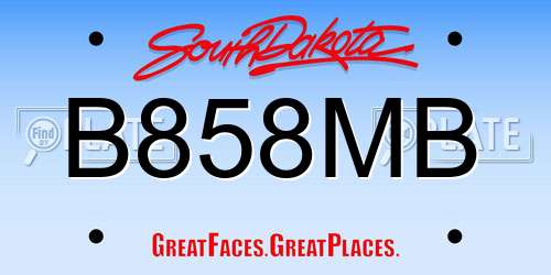 B858MB South Dakota License Plate