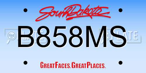 B858MS South Dakota License Plate