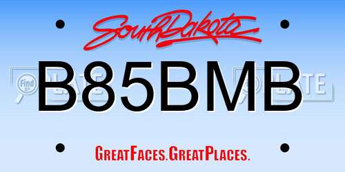 B85BMB South Dakota License Plate