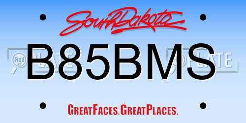B85BMS South Dakota License Plate