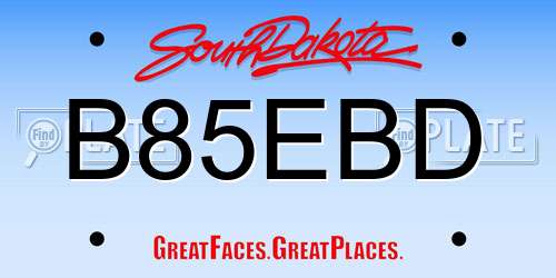 B85EBD South Dakota License Plate