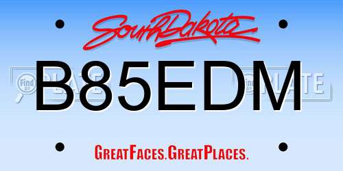 B85EDM South Dakota License Plate