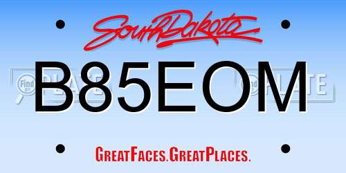 B85EOM South Dakota License Plate